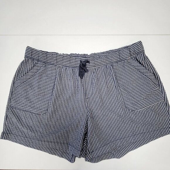 Lane Bryant Gray White Striped Seersucker Drawstring Shorts Size 20 - Picture 1 of 8